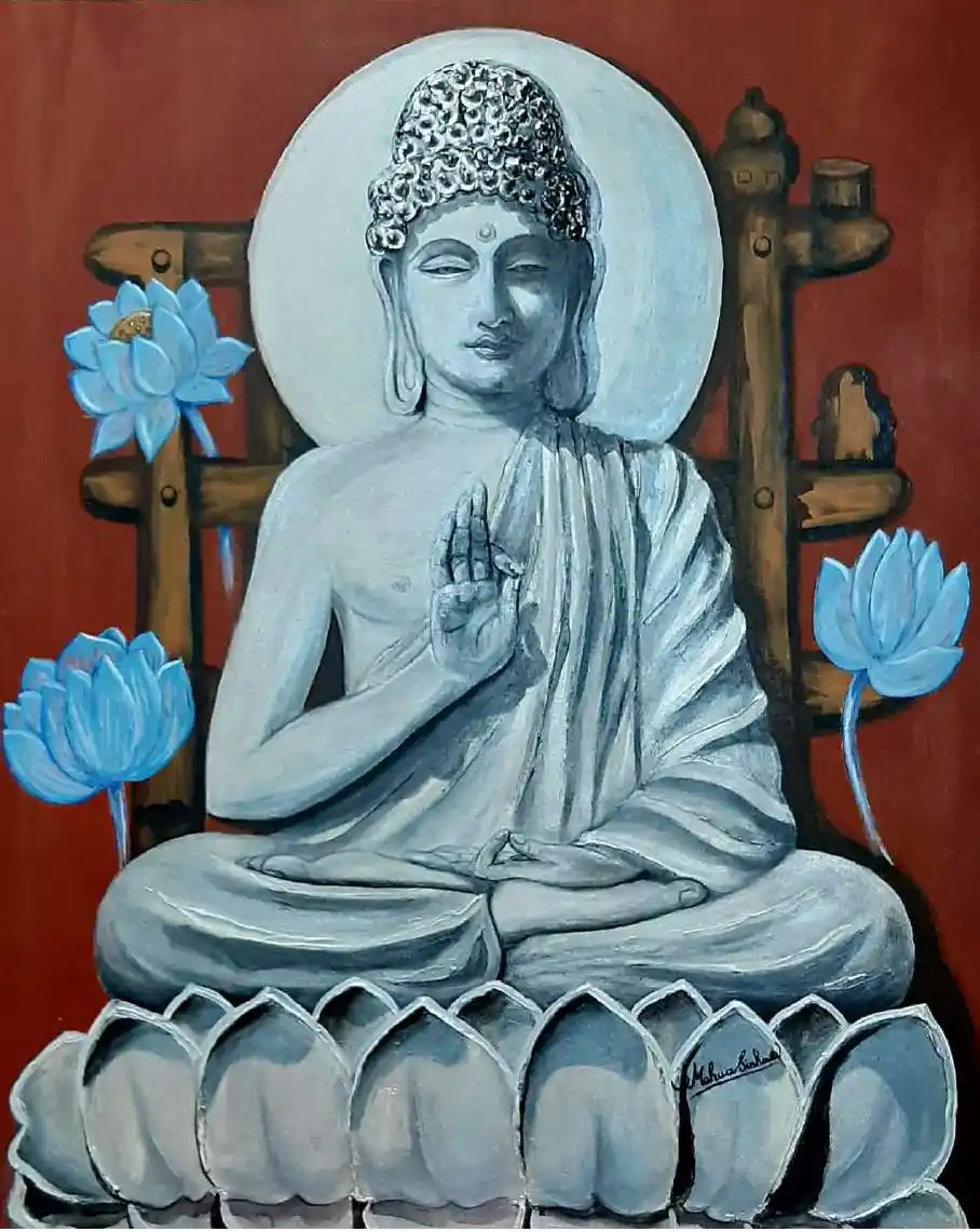 Tathagata, Acrylic Painting, Realistic, Impressionism, Painterly, Religious, Artwork, Handpainted, Art, Painting, VistaPallett